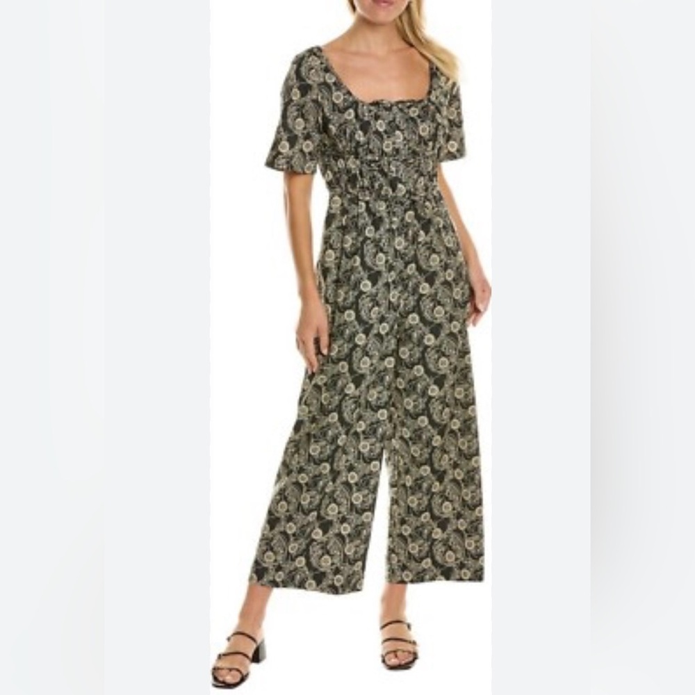 Rebecca Taylor Floral Wide-Leg Jumpsuit Size 12 100% Cotton